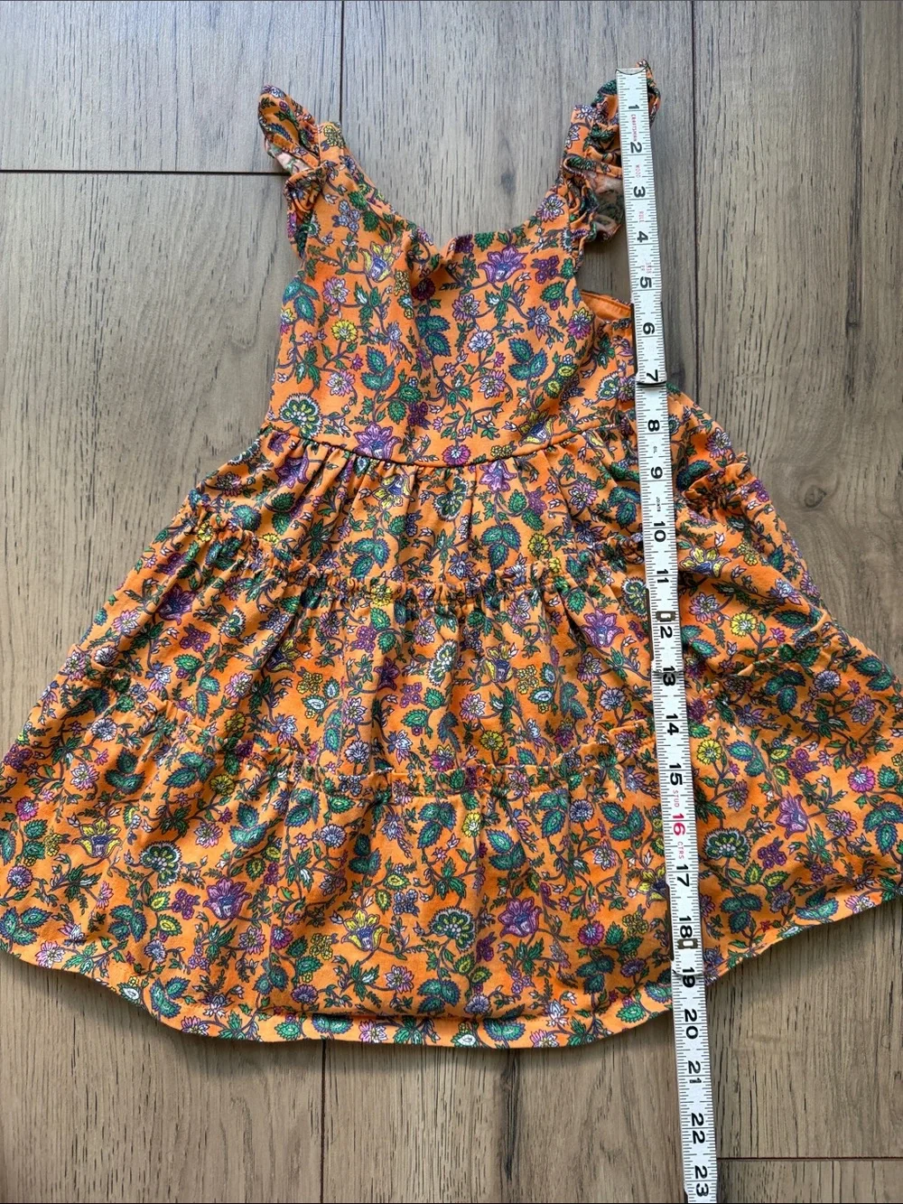 Ralph Lauren Girls 18M Orange Floral Tiered Sundress with Matching Bloomers